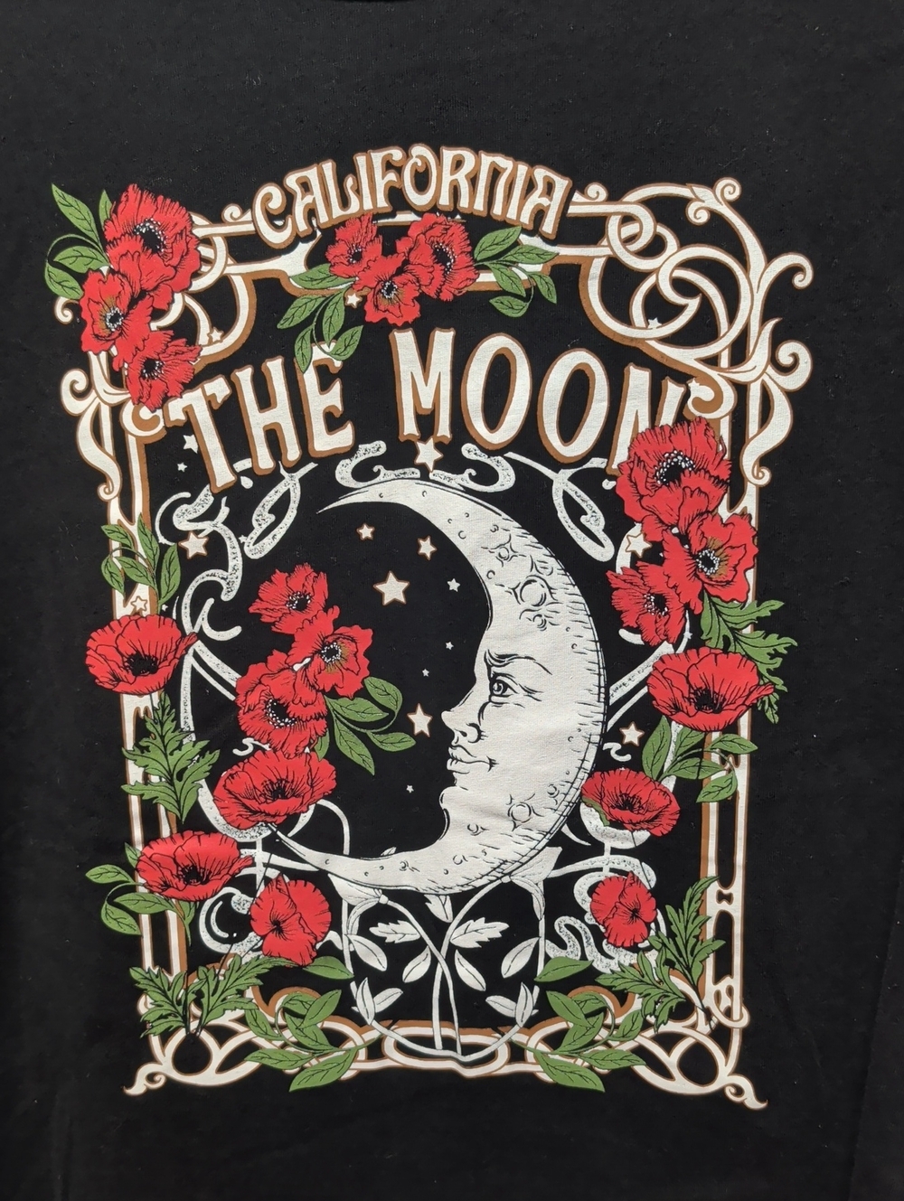 The Moon Graphic Tee - Black with Red & White Moon Design